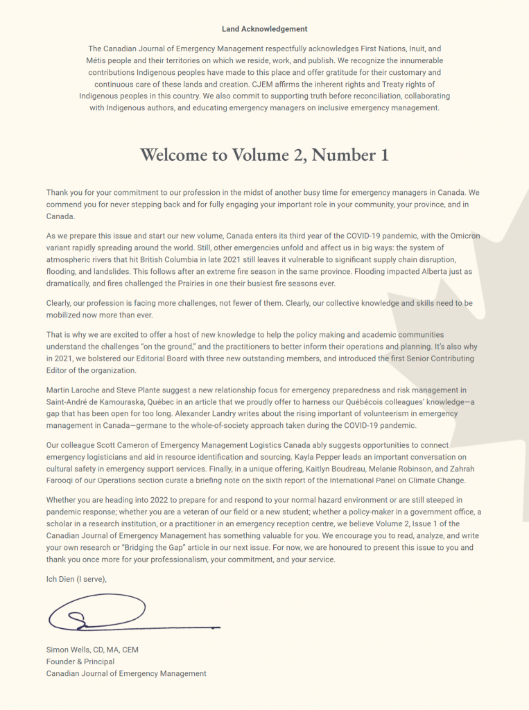 Cover image for Welcome to Volume 2, Number 1