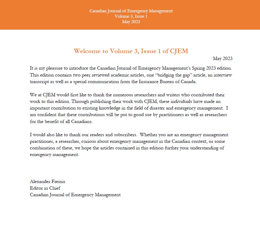 Cover image for Welcome to Volume 3, Edition 1 of CJEM